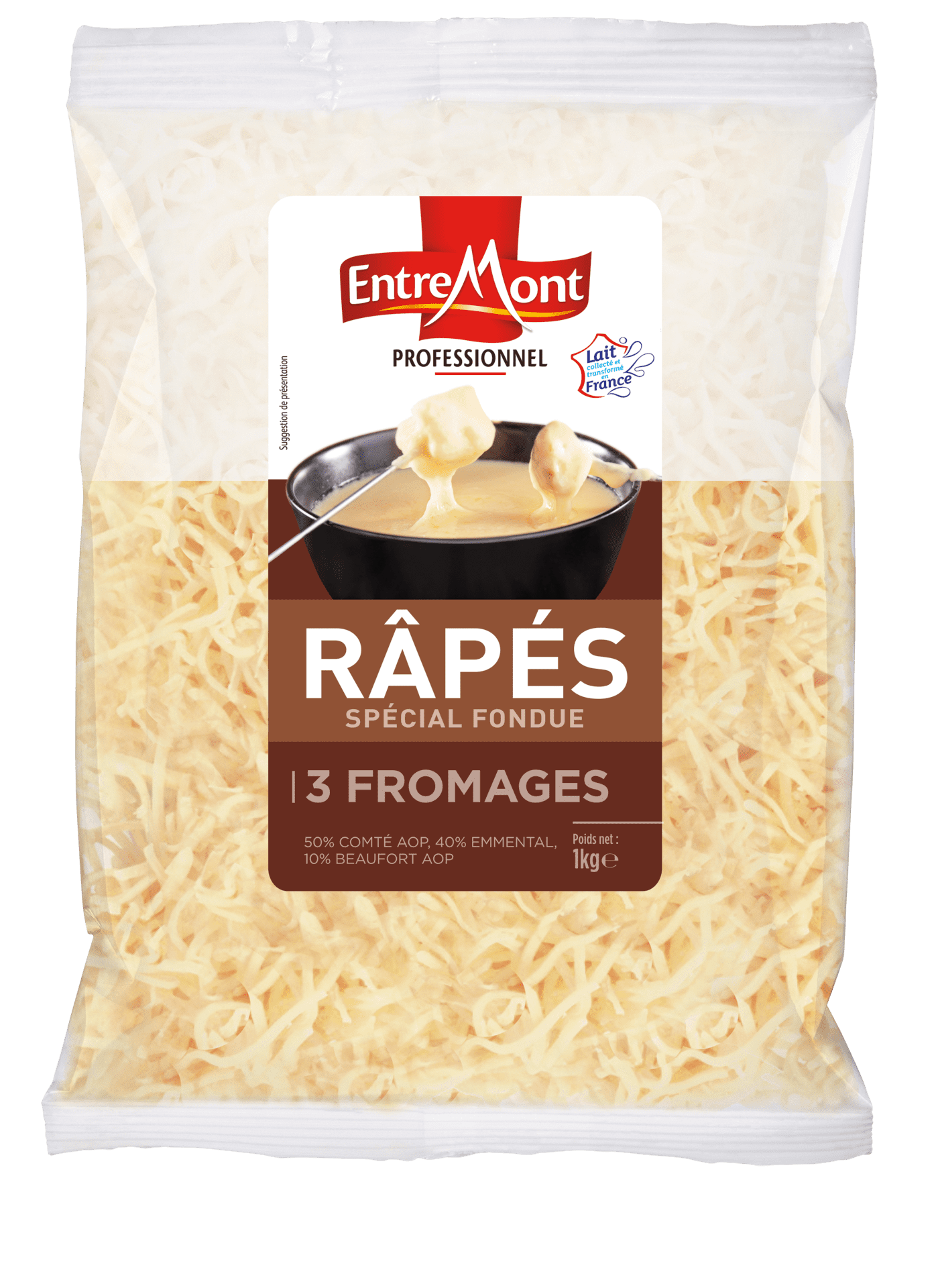 Fromage râpé spécial fondue - 1kg - Entremont - Sodiaal Professionnel
