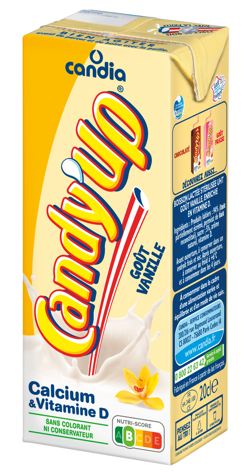Brique lait vanille Candy'Up - 20 cl - Candia - Sodiaal Professionnel