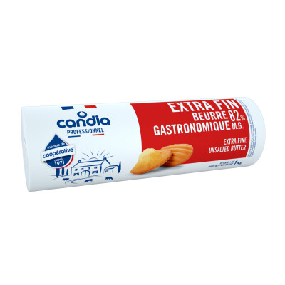 Beurre Gastronomique Extra Fin 82% mg – rouleau 1kg – Candia Professionnel