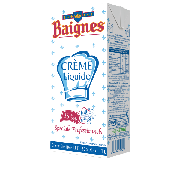 Crème entière liquide 35,1% mg &#8211; brique 1L &#8211; Baignes