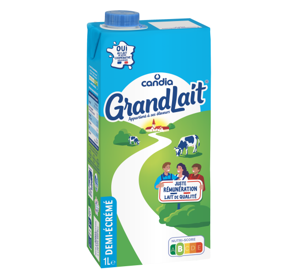 Lait 1/2 écrémé UHT &#8211; brique 1L &#8211; Grandlait