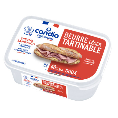 Beurre léger tartinable doux &#8211; 1kg &#8211; Candia Professionnel