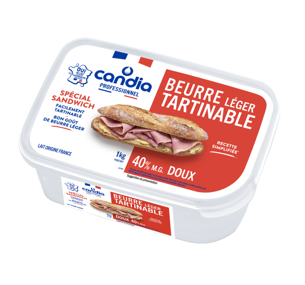 Beurre léger tartinable doux &#8211; 1kg &#8211; Candia Professionnel