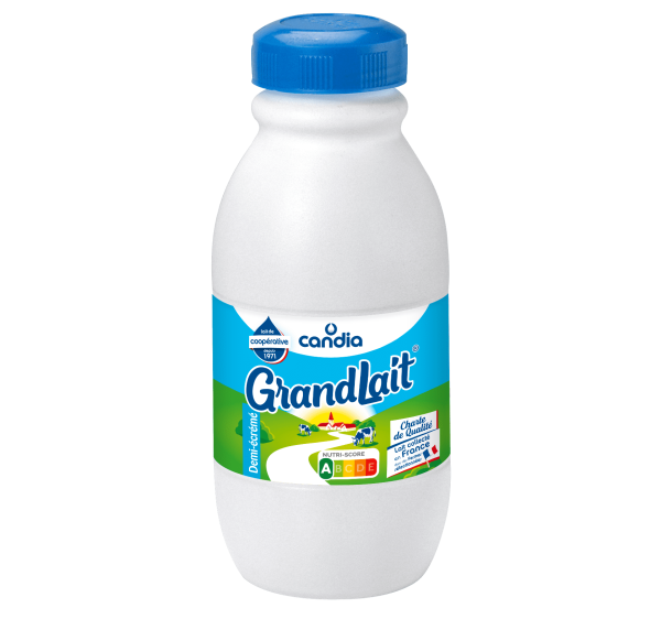 Lait 1/2 ecreme sterilise uht grandlait fermes selectionnees bouteile 50 cl