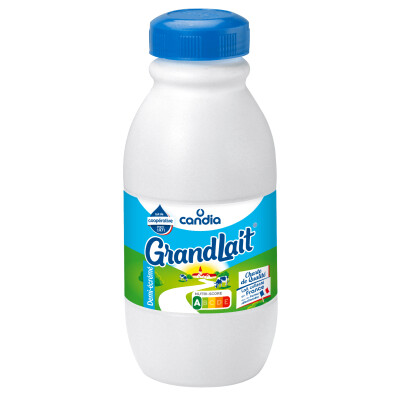 Lait 1/2 ecreme sterilise uht grandlait fermes selectionnees bouteile 50 cl