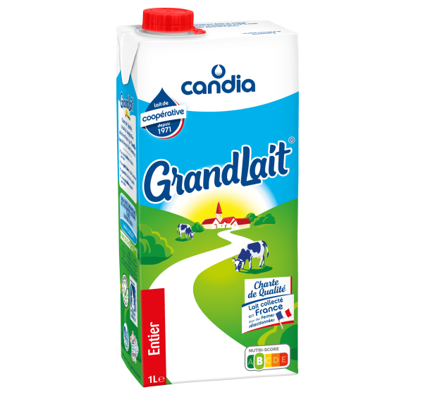 Lait pleine saveur entier uht grandlait fermes selectionnees brique 1l