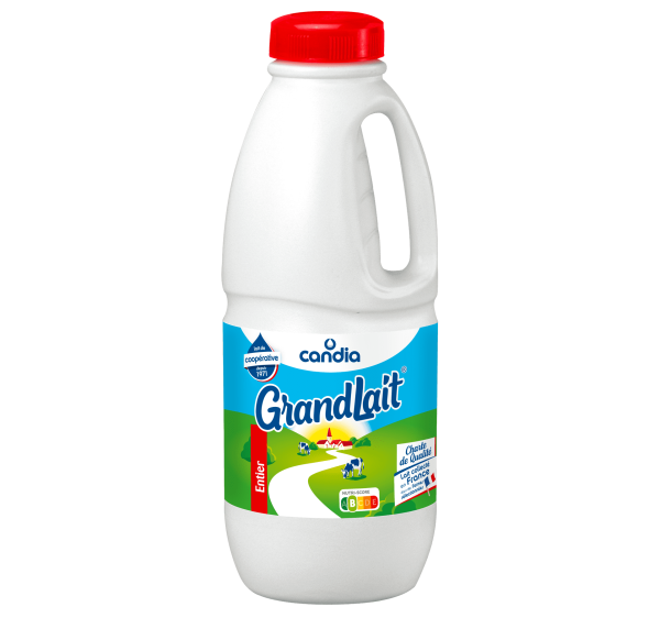 Lait pleine saveur entier uht grandlait fermes selectionnees bouteille 1l