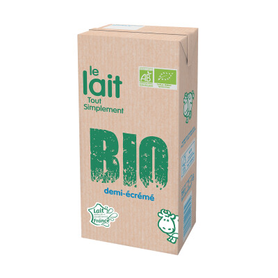 Lait Bio 1/2 écrémé UHT – brique 1L – La Vache Bio
