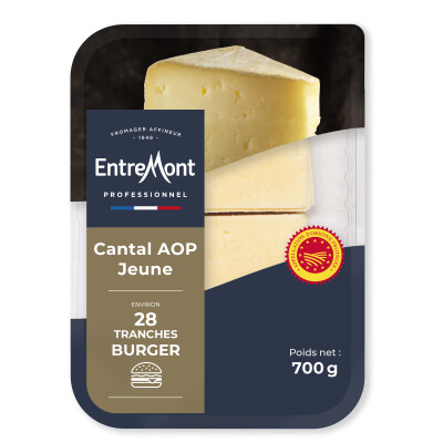 Tranches burger Cantal AOP jeune – Entremont Professionnel – 700g
