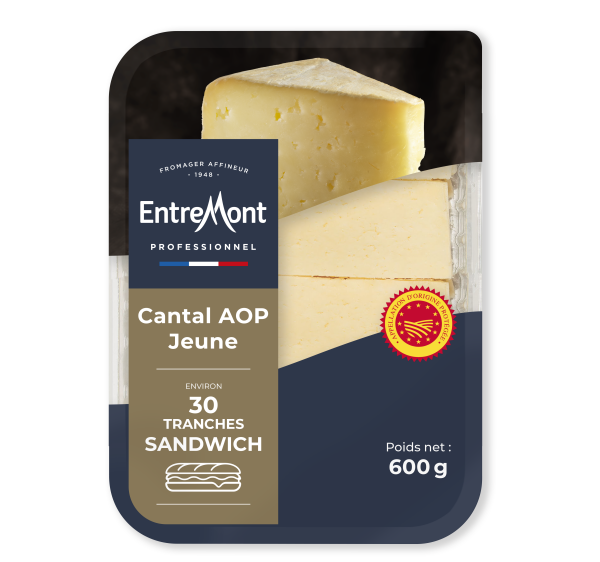 Tranches Cantal AOP Jeune &#8211; Entremont Professionnel &#8211;  600g