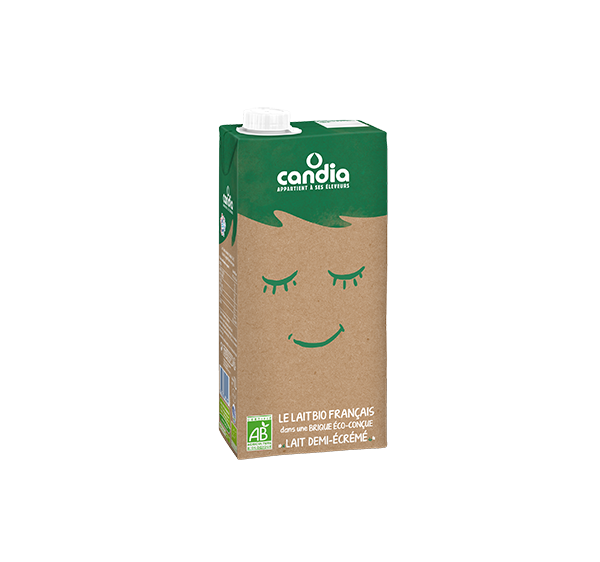 Lait Bio demi-écrémé – brique éco-conçue 1L – Candia