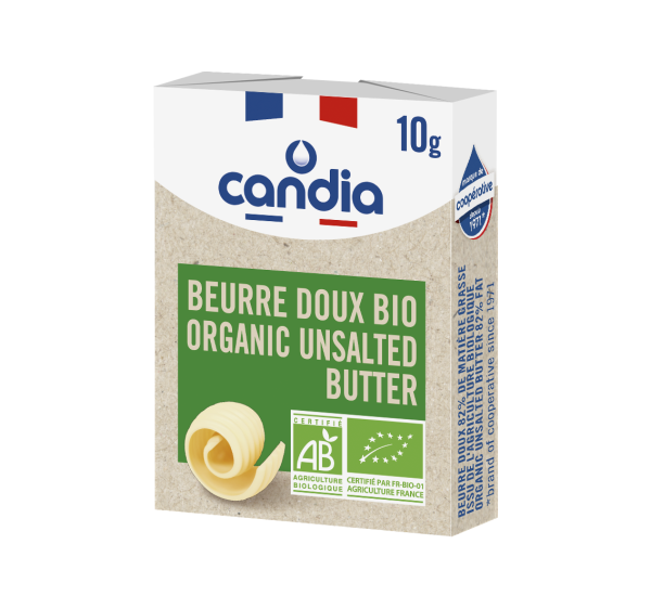 Beurre doux Bio 82% mg &#8211; micropain 10g &#8211;  Candia