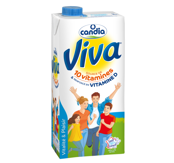 Lait Viva 1% MG UHT – brique 1L – Candia