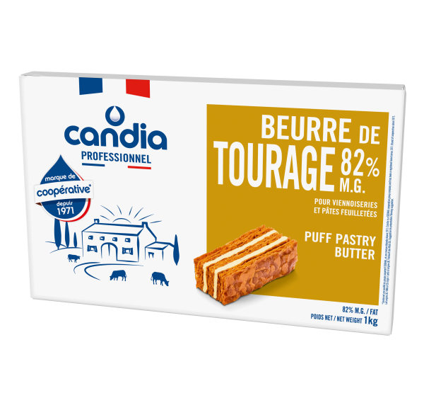 Beurre de tourage 82% mg – plaque 1kg – Candia Professionnel