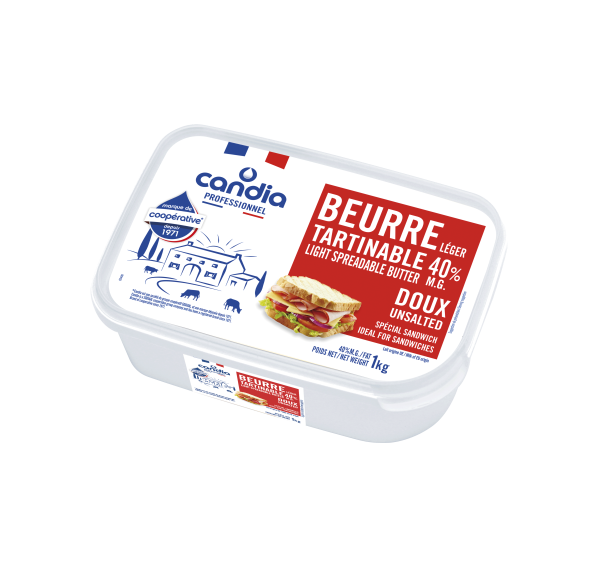 Beurre léger tartinable doux &#8211; 1kg &#8211; Candia Professionnel