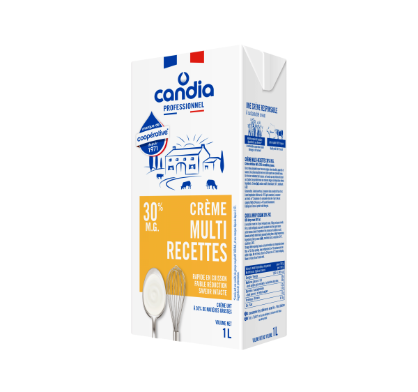 Crème entière liquide multi-usages 30% MG – brique 1L – Candia Professionnel