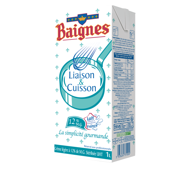 Crème 12% MG UHT – Liaison et cuisson – Baignes