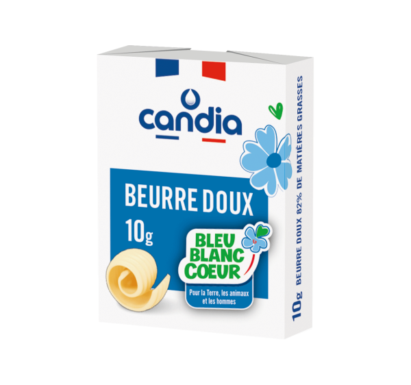 Beurre doux 82% mg  Bleu-Blanc-Coeur &#8211; micropain 10g &#8211; Candia