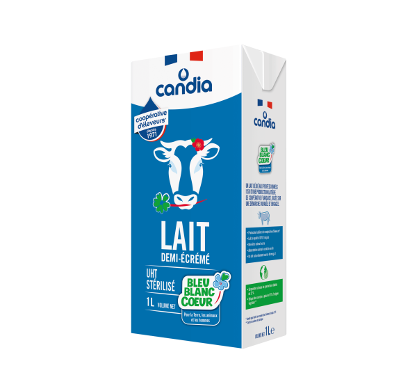 Lait demi - ecreme uht candia bk 1l bbc