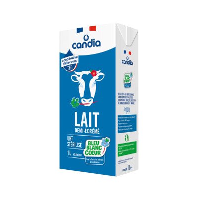Lait demi - ecreme uht candia bk 1l bbc