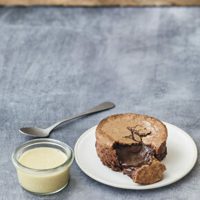 Mi-cuit cœur de praliné et crème anglaise