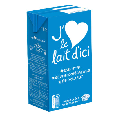 Lait demi-écrémé UHT – brique 1L – Lait d’ici