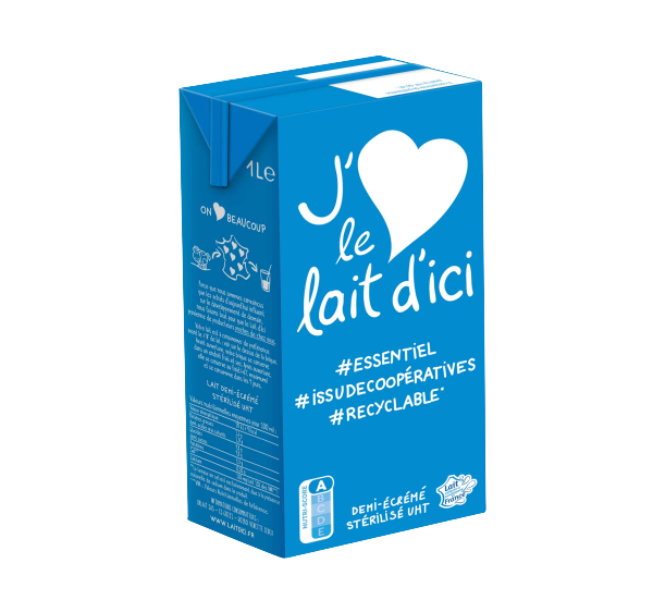 Lait demi-écrémé UHT - brique 1L - Lait d'ici - Sodiaal Professionnel