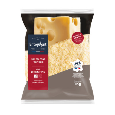 Emmental Râpé Brins fins 1,8 mm – Entremont Professionnel – 1kg