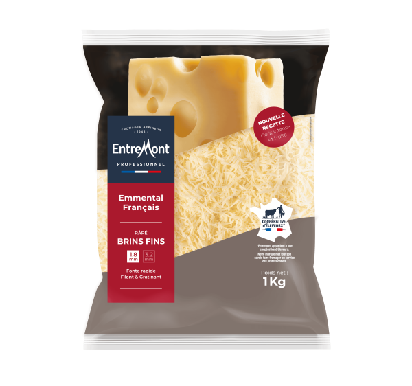 Emmental Râpé Brins fins 1,8 mm &#8211; Entremont Professionnel &#8211; 1kg