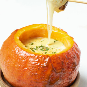 Fondue 3 fromages, potimarron, miel et thym