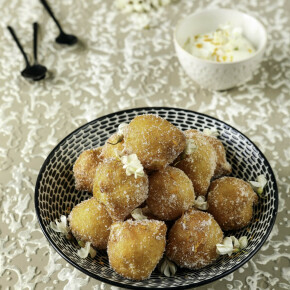 Beignets au fromage blanc sauce vanillée à l’orange