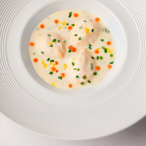 Dumplings de saumon – Crème 12% MG